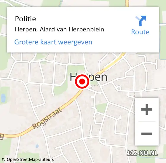 Locatie op kaart van de 112 melding: Politie Herpen, Alard van Herpenplein op 8 september 2023 09:03