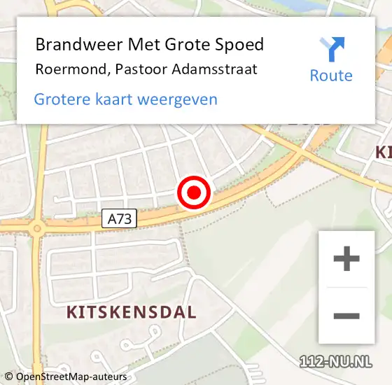 Locatie op kaart van de 112 melding: Brandweer Met Grote Spoed Naar Roermond, Pastoor Adamsstraat op 8 september 2023 09:07