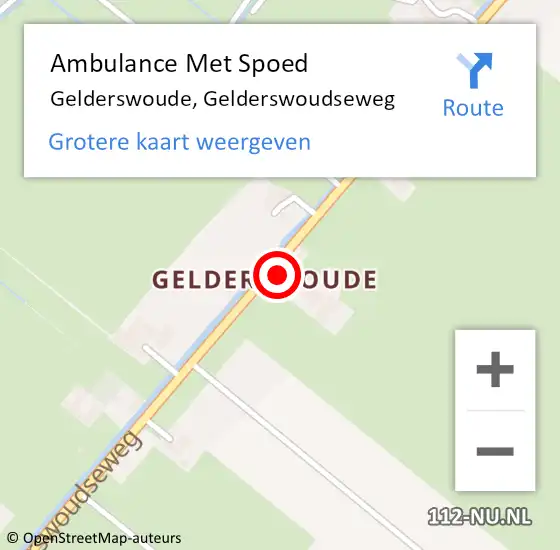 Locatie op kaart van de 112 melding: Ambulance Met Spoed Naar Gelderswoude, Gelderswoudseweg op 7 september 2014 12:34