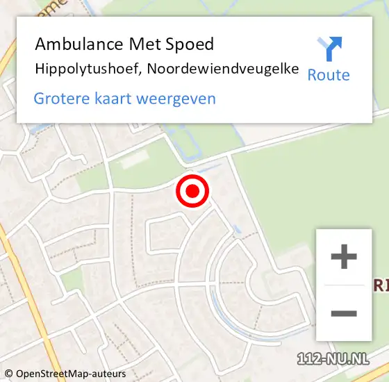 Locatie op kaart van de 112 melding: Ambulance Met Spoed Naar Hippolytushoef, Noordewiendveugelke op 8 september 2023 09:18