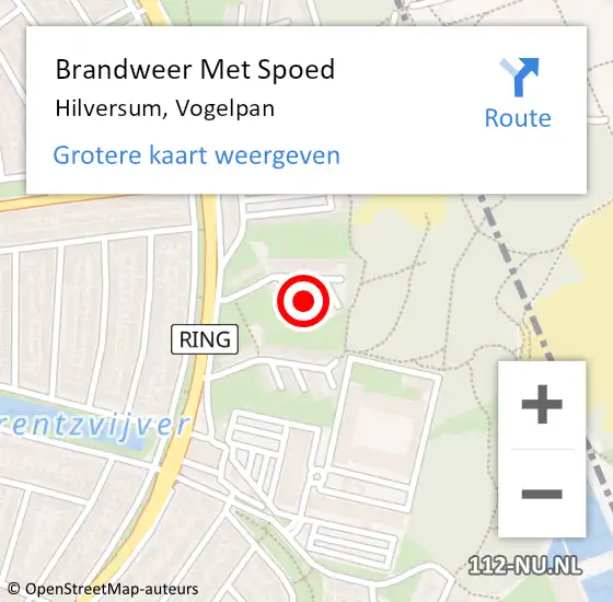 Locatie op kaart van de 112 melding: Brandweer Met Spoed Naar Hilversum, Vogelpan op 8 september 2023 09:27