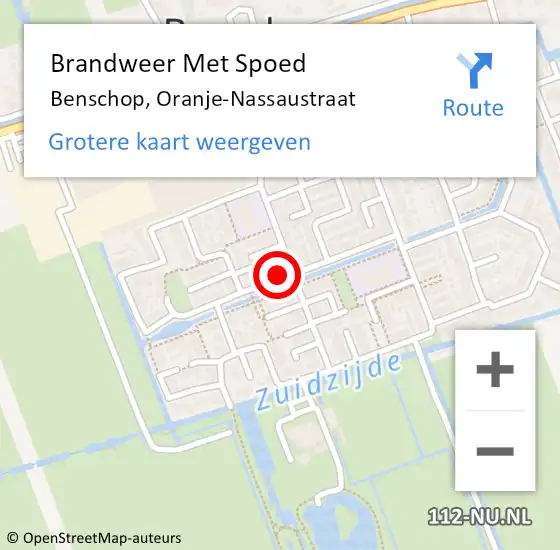 Locatie op kaart van de 112 melding: Brandweer Met Spoed Naar Benschop, Oranje-Nassaustraat op 8 september 2023 09:27