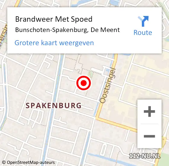 Locatie op kaart van de 112 melding: Brandweer Met Spoed Naar Bunschoten-Spakenburg, De Meent op 8 september 2023 09:49