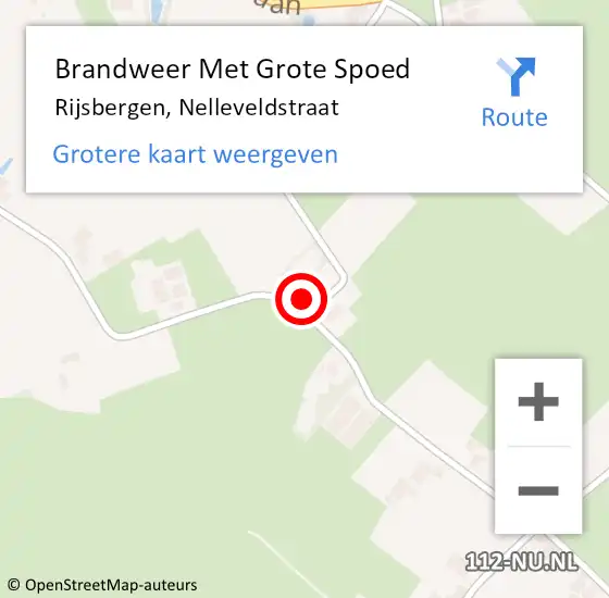 Locatie op kaart van de 112 melding: Brandweer Met Grote Spoed Naar Rijsbergen, Nelleveldstraat op 8 september 2023 09:59