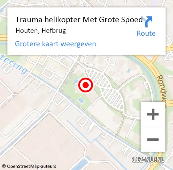 Locatie op kaart van de 112 melding: Trauma helikopter Met Grote Spoed Naar Houten, Hefbrug op 8 september 2023 10:22