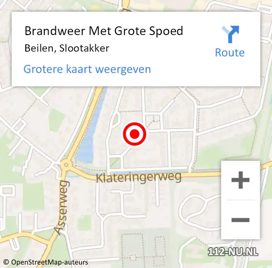 Locatie op kaart van de 112 melding: Brandweer Met Grote Spoed Naar Beilen, Slootakker op 8 september 2023 10:29