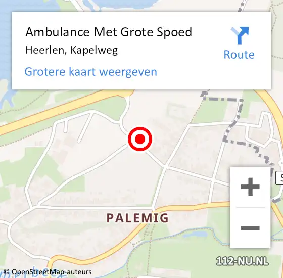 Locatie op kaart van de 112 melding: Ambulance Met Grote Spoed Naar Heerlen, Kapelweg op 7 september 2014 12:42