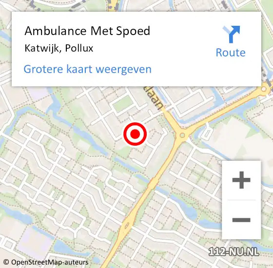 Locatie op kaart van de 112 melding: Ambulance Met Spoed Naar Katwijk, Pollux op 8 september 2023 10:39