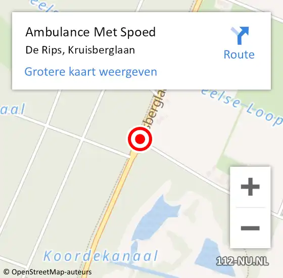 Locatie op kaart van de 112 melding: Ambulance Met Spoed Naar De Rips, Kruisberglaan op 7 september 2014 12:42