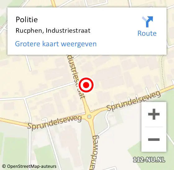 Locatie op kaart van de 112 melding: Politie Rucphen, Industriestraat op 8 september 2023 10:48