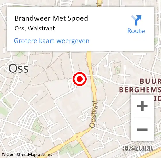 Locatie op kaart van de 112 melding: Brandweer Met Spoed Naar Oss, Walstraat op 8 september 2023 10:54