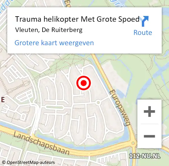 Locatie op kaart van de 112 melding: Trauma helikopter Met Grote Spoed Naar Vleuten, De Ruiterberg op 8 september 2023 10:55