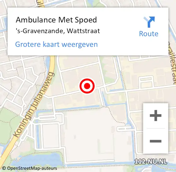 Locatie op kaart van de 112 melding: Ambulance Met Spoed Naar 's-Gravenzande, Wattstraat op 8 september 2023 11:08