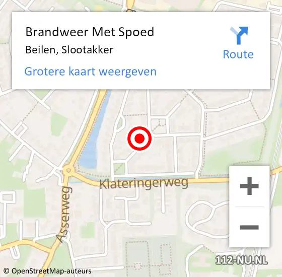 Locatie op kaart van de 112 melding: Brandweer Met Spoed Naar Beilen, Slootakker op 8 september 2023 11:21