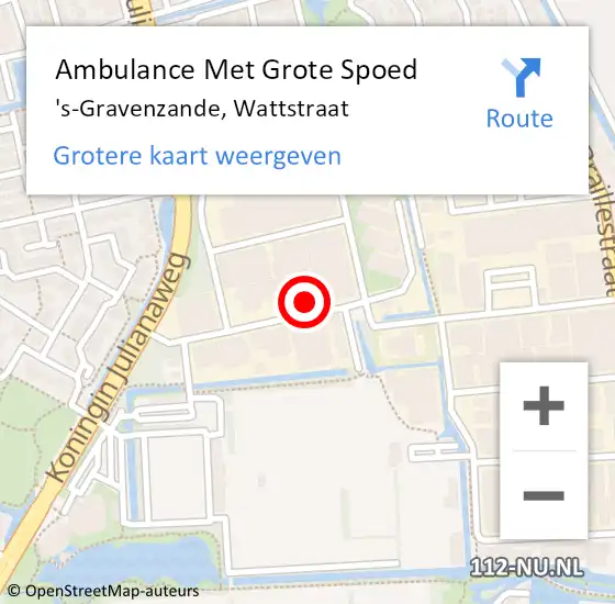 Locatie op kaart van de 112 melding: Ambulance Met Grote Spoed Naar 's-Gravenzande, Wattstraat op 8 september 2023 11:23