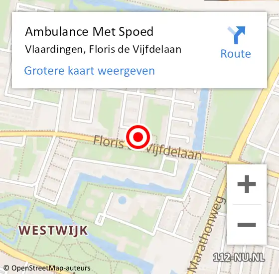 Locatie op kaart van de 112 melding: Ambulance Met Spoed Naar Vlaardingen, Floris de Vijfdelaan op 8 september 2023 11:32