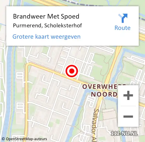 Locatie op kaart van de 112 melding: Brandweer Met Spoed Naar Purmerend, Scholeksterhof op 8 september 2023 11:38