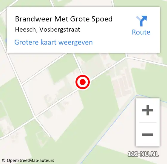 Locatie op kaart van de 112 melding: Brandweer Met Grote Spoed Naar Heesch, Vosbergstraat op 8 september 2023 11:51