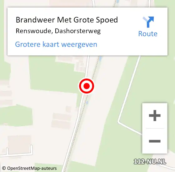 Locatie op kaart van de 112 melding: Brandweer Met Grote Spoed Naar Renswoude, Dashorsterweg op 8 september 2023 11:59