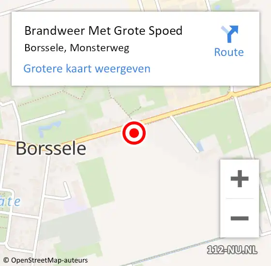 Locatie op kaart van de 112 melding: Brandweer Met Grote Spoed Naar Borssele, Monsterweg op 8 september 2023 12:13