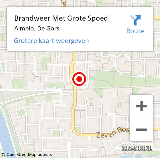 Locatie op kaart van de 112 melding: Brandweer Met Grote Spoed Naar Almelo, De Gors op 8 september 2023 12:16