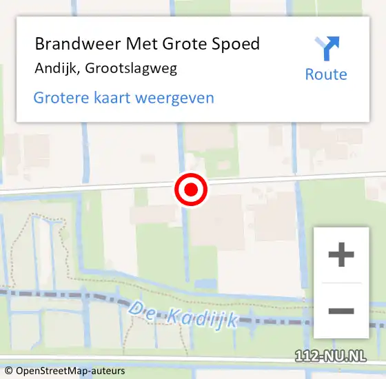 Locatie op kaart van de 112 melding: Brandweer Met Grote Spoed Naar Andijk, Grootslagweg op 8 september 2023 12:19