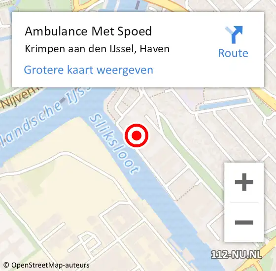 Locatie op kaart van de 112 melding: Ambulance Met Spoed Naar Krimpen aan den IJssel, Haven op 8 september 2023 12:36