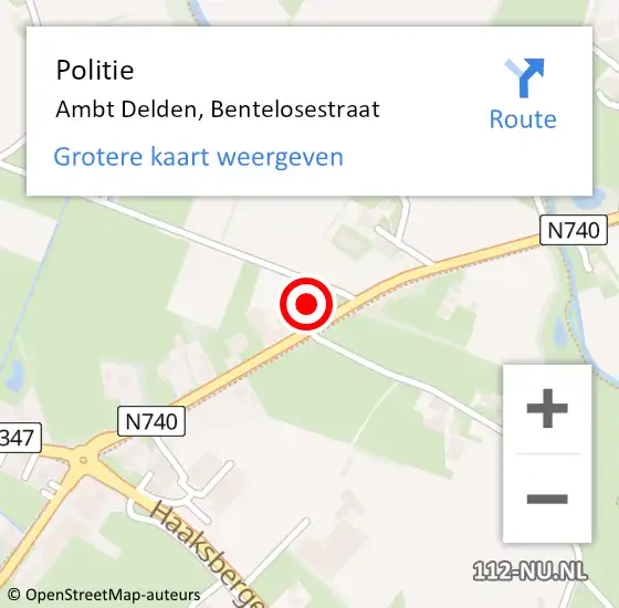 Locatie op kaart van de 112 melding: Politie Ambt Delden, Bentelosestraat op 8 september 2023 12:47