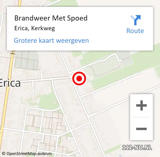 Locatie op kaart van de 112 melding: Brandweer Met Spoed Naar Erica, Kerkweg op 7 september 2014 13:01