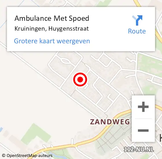 Locatie op kaart van de 112 melding: Ambulance Met Spoed Naar Kruiningen, Huygensstraat op 7 september 2014 13:01