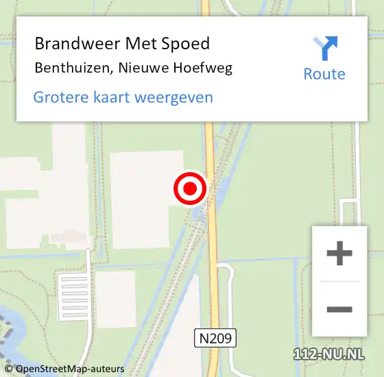 Locatie op kaart van de 112 melding: Brandweer Met Spoed Naar Benthuizen, Nieuwe Hoefweg op 8 september 2023 12:56