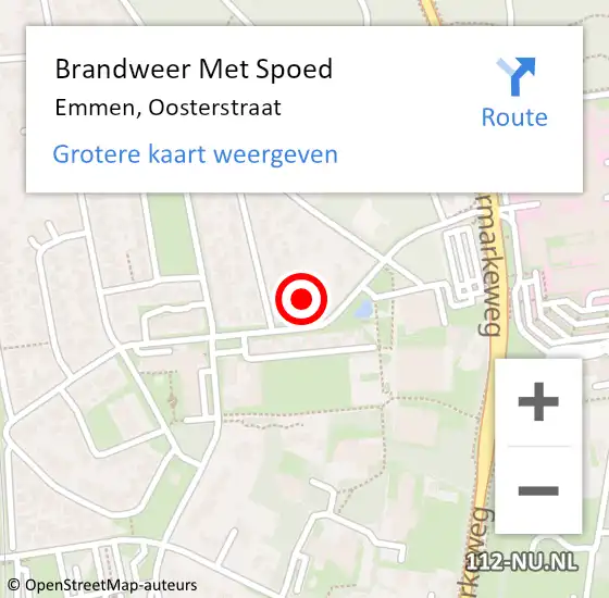 Locatie op kaart van de 112 melding: Brandweer Met Spoed Naar Emmen, Oosterstraat op 8 september 2023 13:00