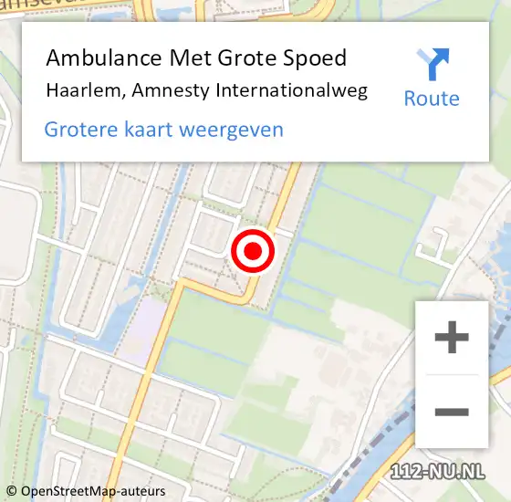 Locatie op kaart van de 112 melding: Ambulance Met Grote Spoed Naar Haarlem, Amnesty Internationalweg op 8 september 2023 13:07