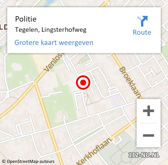 Locatie op kaart van de 112 melding: Politie Tegelen, Lingsterhofweg op 8 september 2023 13:15