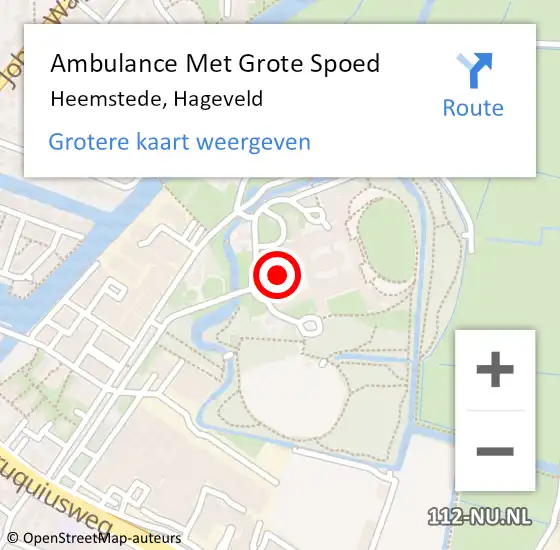 Locatie op kaart van de 112 melding: Ambulance Met Grote Spoed Naar Heemstede, Hageveld op 8 september 2023 13:40