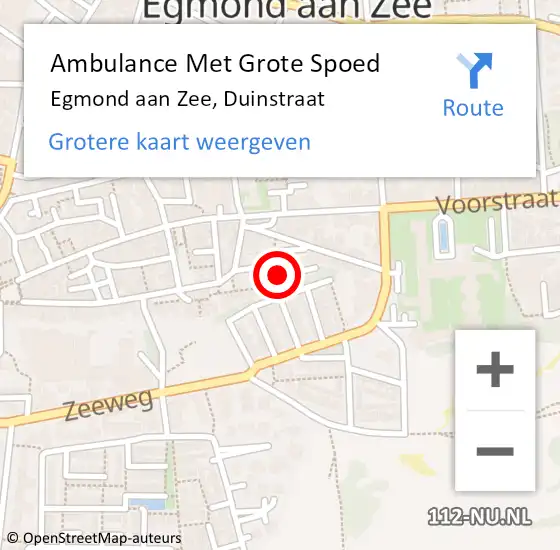 Locatie op kaart van de 112 melding: Ambulance Met Grote Spoed Naar Egmond aan Zee, Duinstraat op 8 september 2023 14:04