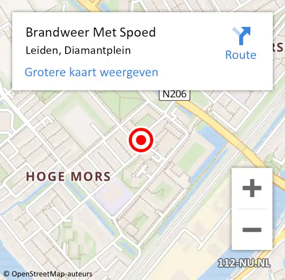 Locatie op kaart van de 112 melding: Brandweer Met Spoed Naar Leiden, Diamantplein op 8 september 2023 14:11