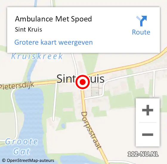 Locatie op kaart van de 112 melding: Ambulance Met Spoed Naar Sint Kruis op 8 september 2023 14:31