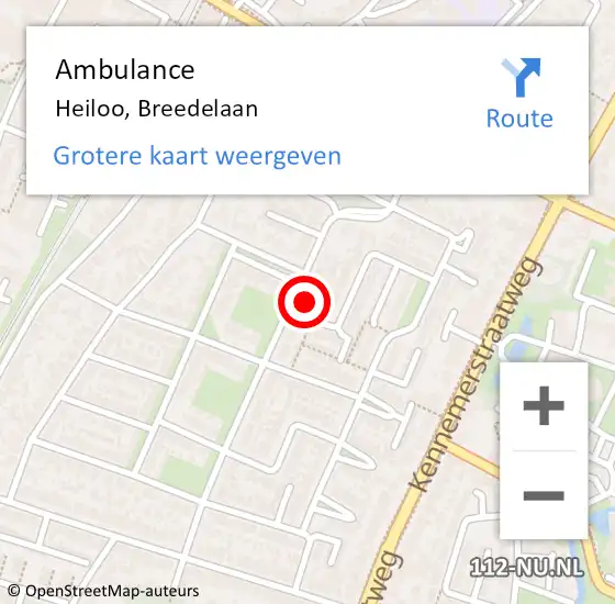 Locatie op kaart van de 112 melding: Ambulance Heiloo, Breedelaan op 8 september 2023 14:34