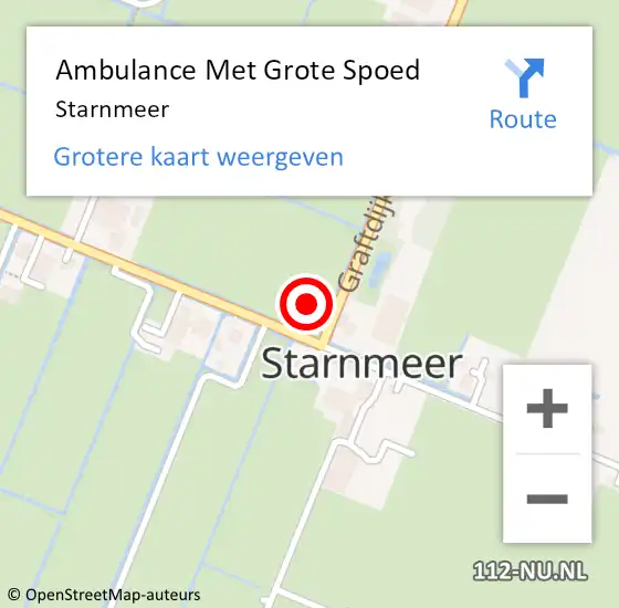 Locatie op kaart van de 112 melding: Ambulance Met Grote Spoed Naar Starnmeer op 8 september 2023 14:43