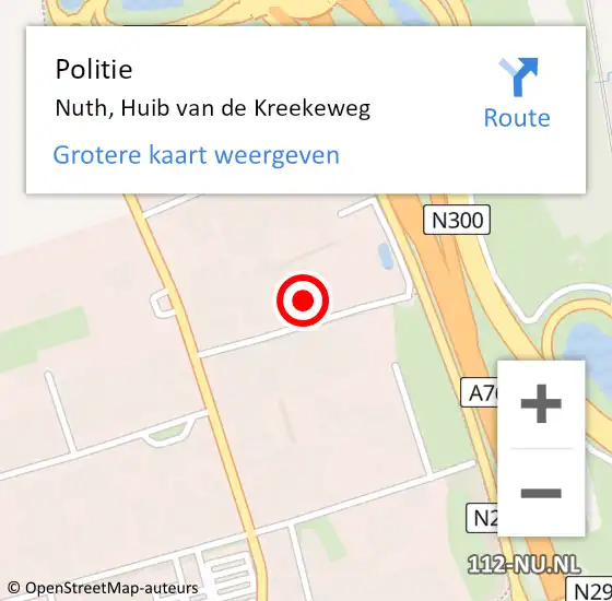 Locatie op kaart van de 112 melding: Politie Nuth, Huib van de Kreekeweg op 8 september 2023 14:46