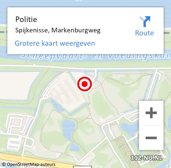 Locatie op kaart van de 112 melding: Politie Spijkenisse, Markenburgweg op 8 september 2023 14:47