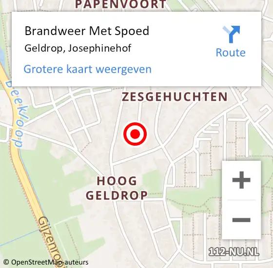 Locatie op kaart van de 112 melding: Brandweer Met Spoed Naar Geldrop, Josephinehof op 8 september 2023 14:48