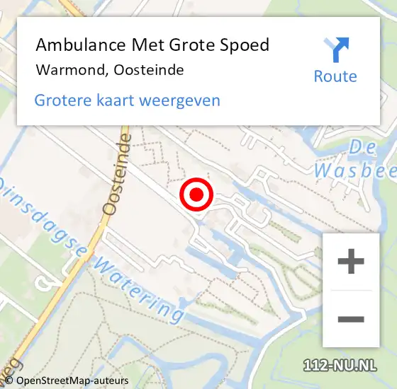 Locatie op kaart van de 112 melding: Ambulance Met Grote Spoed Naar Warmond, Oosteinde op 8 september 2023 14:50