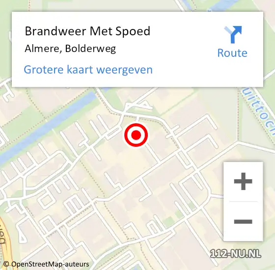 Locatie op kaart van de 112 melding: Brandweer Met Spoed Naar Almere, Bolderweg op 8 september 2023 15:00