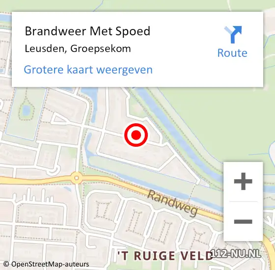 Locatie op kaart van de 112 melding: Brandweer Met Spoed Naar Leusden, Groepsekom op 8 september 2023 15:00