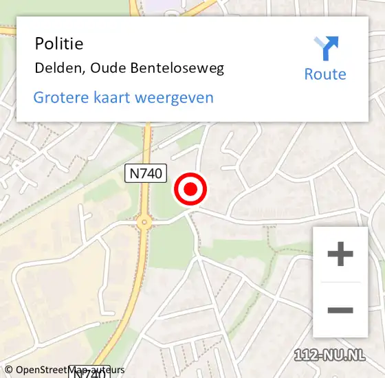 Locatie op kaart van de 112 melding: Politie Delden, Oude Benteloseweg op 8 september 2023 15:05