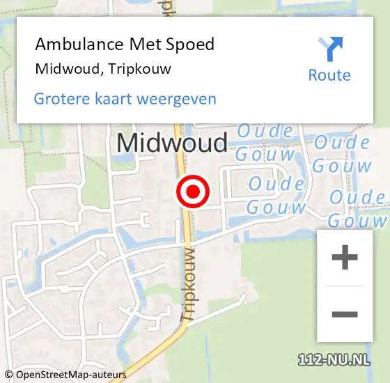Locatie op kaart van de 112 melding: Ambulance Met Spoed Naar Midwoud, Tripkouw op 8 september 2023 15:09