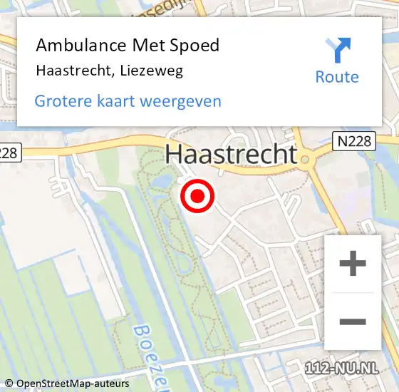 Locatie op kaart van de 112 melding: Ambulance Met Spoed Naar Haastrecht, Liezeweg op 8 september 2023 15:18