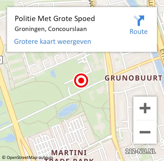 Locatie op kaart van de 112 melding: Politie Met Grote Spoed Naar Groningen, Concourslaan op 8 september 2023 15:26